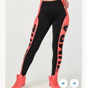 Zumba Black and Coral Leggings M/New